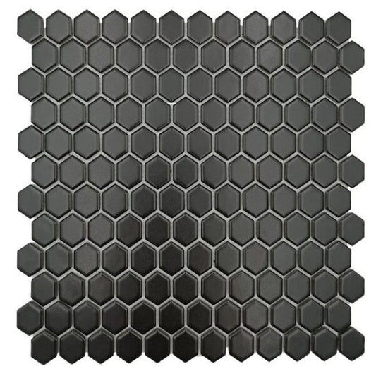 small matt black hexagon mosaic tile