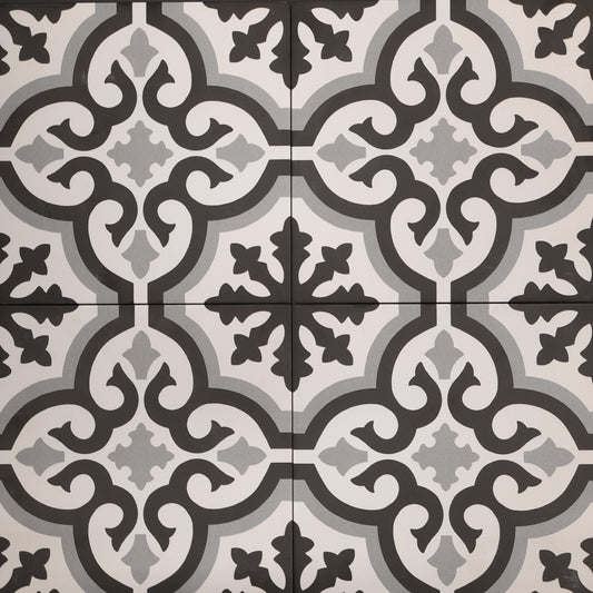cozensa patterened tile in gris grey