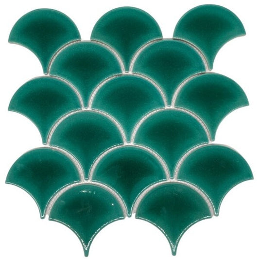 porcelain fans mermaid scale green mosaic wall tile