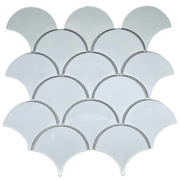 porcelain fans mermaid scale white mosaic wall tile