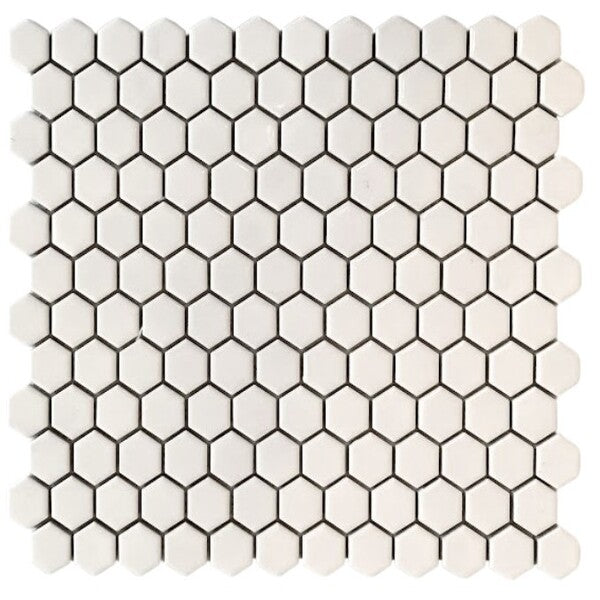 small gloss white hexagon mosaic tile