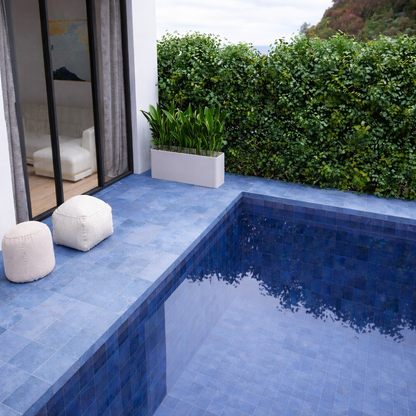blue glazed porcelain tile for pool