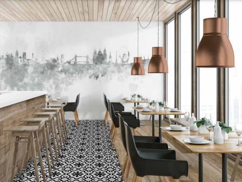 cosenza grey patterned tile used in restaurant 