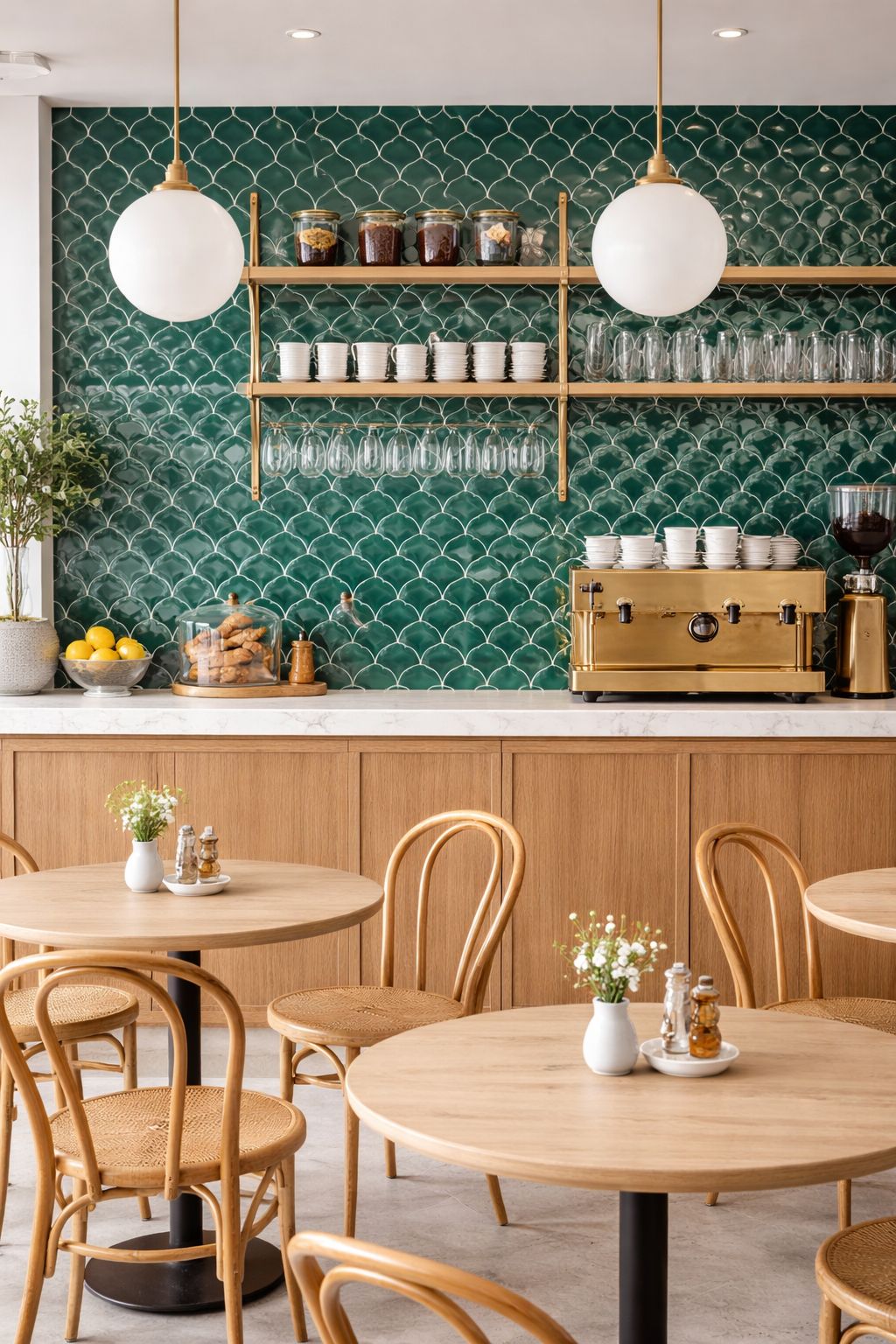 gloss pine green fan mosaics used one restaurant wall