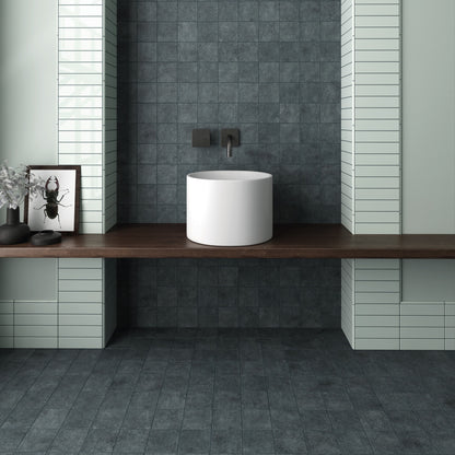 100x100 small denim blue tile in bathroom