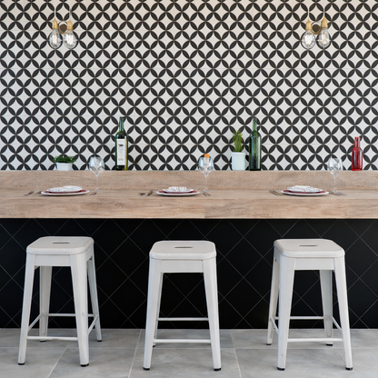 tokio black 225x225 patterned tile used in restaurant