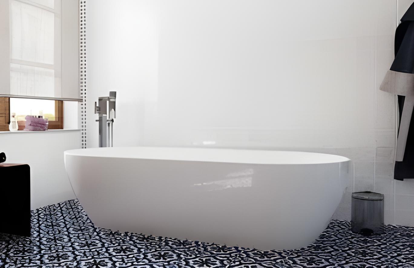 cosenza patterned tile in blue for bathroom floor